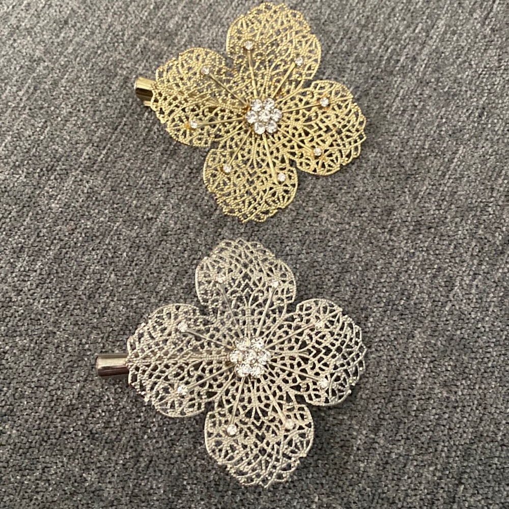 Silver and gold hair clips